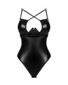 Body Norides – lenjerie erotică din vinil cu dantelă și decupaje sexy XL/2XL, negru