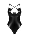Body Norides – lenjerie erotică din vinil cu dantelă și decupaje sexy XL/2XL, negru