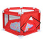 Tarc de joaca pentru copii, centru de activitati cu plasa de protectie si usa cu fermoar, 128x113x65cm, rosu