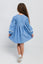 HELEN - Rochie din catifea reiat cu model in clos si maneca lunga, bleu