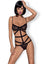 Body Bondy Teddy - lenjerie fină cu decupaje și cupe transparente S/M, negru