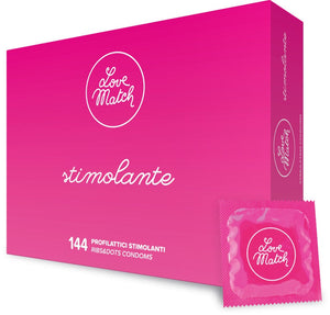 Prezervative profesionale Love Match Stimolante, cu striatii și puncte în relief, 144 buc