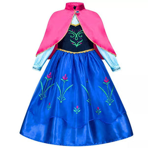 Rochie printesa Anna Frozen pentru fete, costumatie joc de rol petreceri, serbari, carnaval si cadou ideal pentru sarbatori, aniversari sau zile de nastere