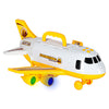 Avion transportor cu parcare, lumini și sunete pentru copii – set cu 3 utilaje de construcții și indicatoare rutiere