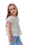 EVELYN - Compleu din muselina, set bluza si pantaloni lejeri, bleu