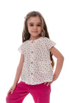 EVELYN - Compleu din muselina, set bluza si pantaloni lejeri, fuchsia