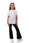 MARCIA - Bluza eleganta din material fin cu dantela delicata, maneca scurta si volane, alb