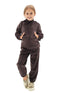 BRYN - Trening din catifea reiata cu hanorac si pantaloni, maro inchis