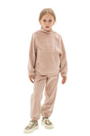 BRYN - Trening din catifea reiata cu hanorac si pantaloni, roz pudra