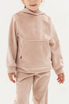 BRYN - Trening din catifea reiata cu hanorac si pantaloni, roz pudra