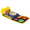 Carte senzorială Busy Board cu 6 pagini de activități Montessori pentru copii – rucsac albastru cu cifre, forme și culori