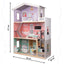 Casa de papusi cu 3 etaje, lift functional, 4 camere cu mobilier complet si accesorii, 117 cm, lemn MDF pastel