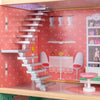 Casa de papusi cu 3 etaje, lift functional, 4 camere cu mobilier complet si accesorii, 117 cm, lemn MDF pastel