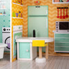 Casa de papusi cu 3 etaje, lift functional, 4 camere cu mobilier complet si accesorii, 117 cm, lemn MDF pastel