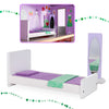 Casa de papusi cu 3 etaje, lift functional, 4 camere cu mobilier complet si accesorii, 117 cm, lemn MDF pastel