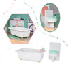 Casa de papusi cu 3 etaje, lift functional, 4 camere cu mobilier complet si accesorii, 117 cm, lemn MDF pastel