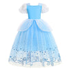 Set complet Prințesa balului pentru fete: rochiță de bal, crinolină, mănuși și pelerină, bleu