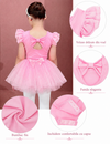 Costum de balet, gimnastica sau dans pentru fete: set body bumbac si fusta tutu roz cu aplicatii stralucitoare