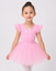 Costum de balet, gimnastica sau dans pentru fete: set body bumbac si fusta tutu roz cu aplicatii stralucitoare