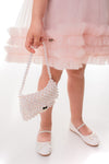 PORTIA - Rochie eleganta din voal si tulle fin cu funda decorativa la guler, roz