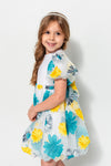 HALLIE - Rochita de vara din bumbac cu aplicatii si imprimeu floral, turcoaz