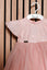 ELDA - Rochita de ceremonie din tulle fin cu dantela, broderie si aplicatii stralucitoare, roz