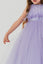 JASMINE – Rochita de ocazie din tulle fin cu saten si drapaje cu funda decorativa, lavanda