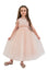 JASMINE – Rochita de ocazie din tulle fin cu saten si drapaje cu funda decorativa, piersica