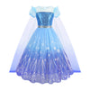 Rochie printesa Elsa Frozen pentru fete, costumatie joc de rol petreceri, serbari, carnaval si cadou ideal pentru sarbatori, aniversari sau zile de nastere