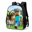 Ghiozdan Minecraft pentru școală, 2 compartimente cu fermoar, model ergonomic, Steve Survival 39x29x16cm
