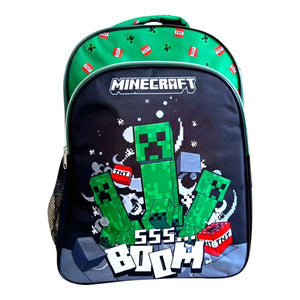 Ghiozdan pentru Școală, Model Minecraft, cu 3 Compartimente, Benzi Reflectorizante, Bretele Ajustabile și Întărite, 42 × 30 × 17 cm, Multicolor
