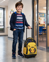Ghiozdan Troler pentru Școală, Model Pokémon, cu 2 Compartimente, Mâner Telescopic, Bretele Ajustabile și Întărite, 44 × 33 × 22 cm, Galben