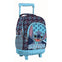 Ghiozdan Troler pentru Școală, Model Stitch, cu 3 Compartimente, Mâner Telescopic, Bretele Ajustabile și Întărite, 44 × 33 × 22 cm, Albastru