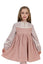 HELEN – Rochie din catifea reiat cu model in clos, detalii florale si aplicatii din dantela vintage, roz