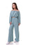 ISLA - Compleu din material vaporos, set bluza crop si pantaloni largi, bleu