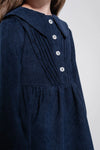 LINEA – Rochie din catifea reiat cu guler Sailor si detalii din dantela, bleumarin