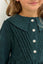 LINEA – Rochie din catifea reiat cu guler Sailor si detalii din dantela, verde