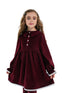 LINEA – Rochie din catifea reiat cu guler Sailor si detalii din dantela, rosu bordo (burgundy)