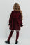 LINEA – Rochie din catifea reiat cu guler Sailor si detalii din dantela, rosu bordo (burgundy)