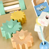 Masuta interactiva din lemn cu activitati Montesori educative si senzoriale pentru copii: puzzle, xilofon, rulmenti, abac, forme, culori