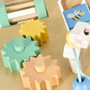 Masuta interactiva din lemn cu activitati Montesori educative si senzoriale pentru copii: puzzle, xilofon, rulmenti, abac, forme, culori