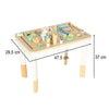 Masuta interactiva din lemn cu activitati Montesori educative si senzoriale pentru copii: puzzle, xilofon, rulmenti, abac, forme, culori