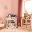 Casa de papusi cu 3 etaje, mobilier complet, lumini LED si accesorii, 78 cm, lemn MDF gri