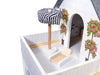 Casa de papusi cu 3 etaje, mobilier complet, lumini LED si accesorii, 78 cm, lemn MDF gri