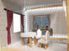 Casa de papusi cu 3 etaje, mobilier complet, lumini LED si accesorii, 78 cm, lemn MDF gri