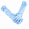 Manusi Satin Bleu pentru Fetite, Accesoriu pentru Costum si Rochie de Printesa, Cosplay, Carnaval, Serbari