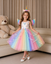 Rochie printesa Unicorn cu accesorii pentru fetite, costumatie joc de rol petreceri, serbari, carnaval si cadou ideal pentru sarbatori, aniversari sau zile de nastere, alb/multicolor