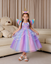 Rochie printesa Unicorn cu accesorii pentru fetite costumatie joc de rol petreceri, serbari, carnaval si cadou ideal pentru sarbatori, aniversari sau zile de nastere, mov/multicolor