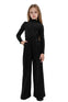 AVIRA - Pantaloni evazati lungi cu buzunare si nasturi decorativi, negru