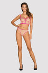 Set de lenjerie intima Nudelia – compleu provocator cu bustiera si chiloți S/M, nude/roz